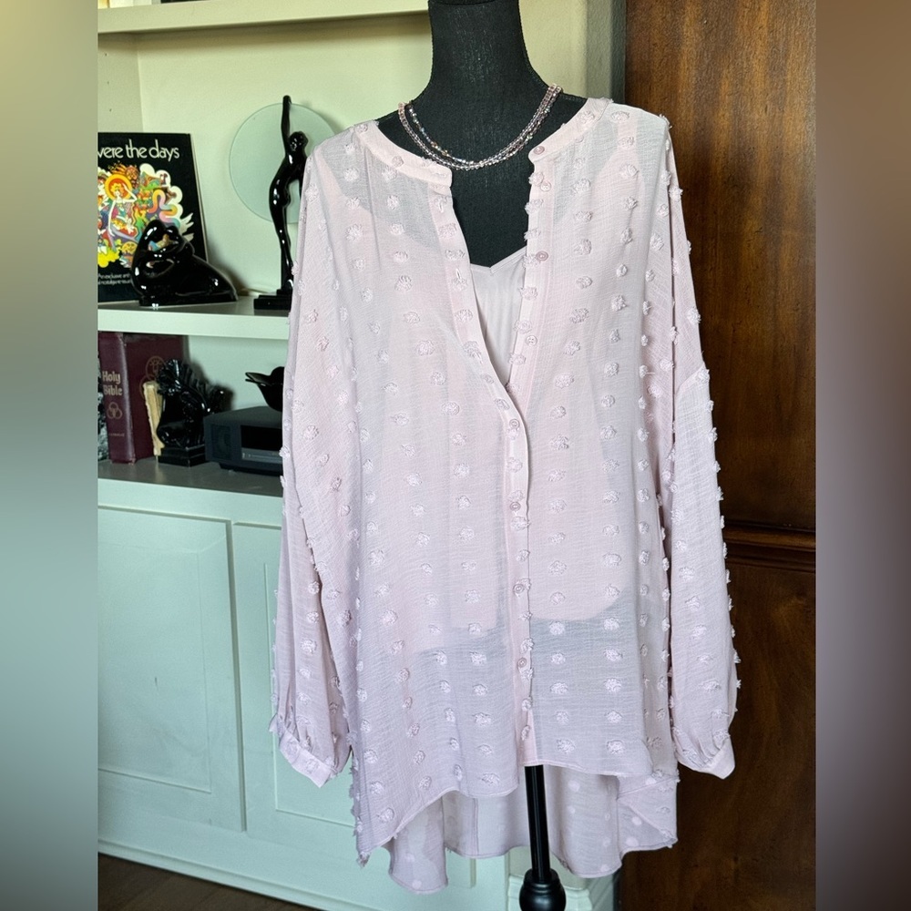 New Cato‎ Swiss Dot Button Shirt Tank Top